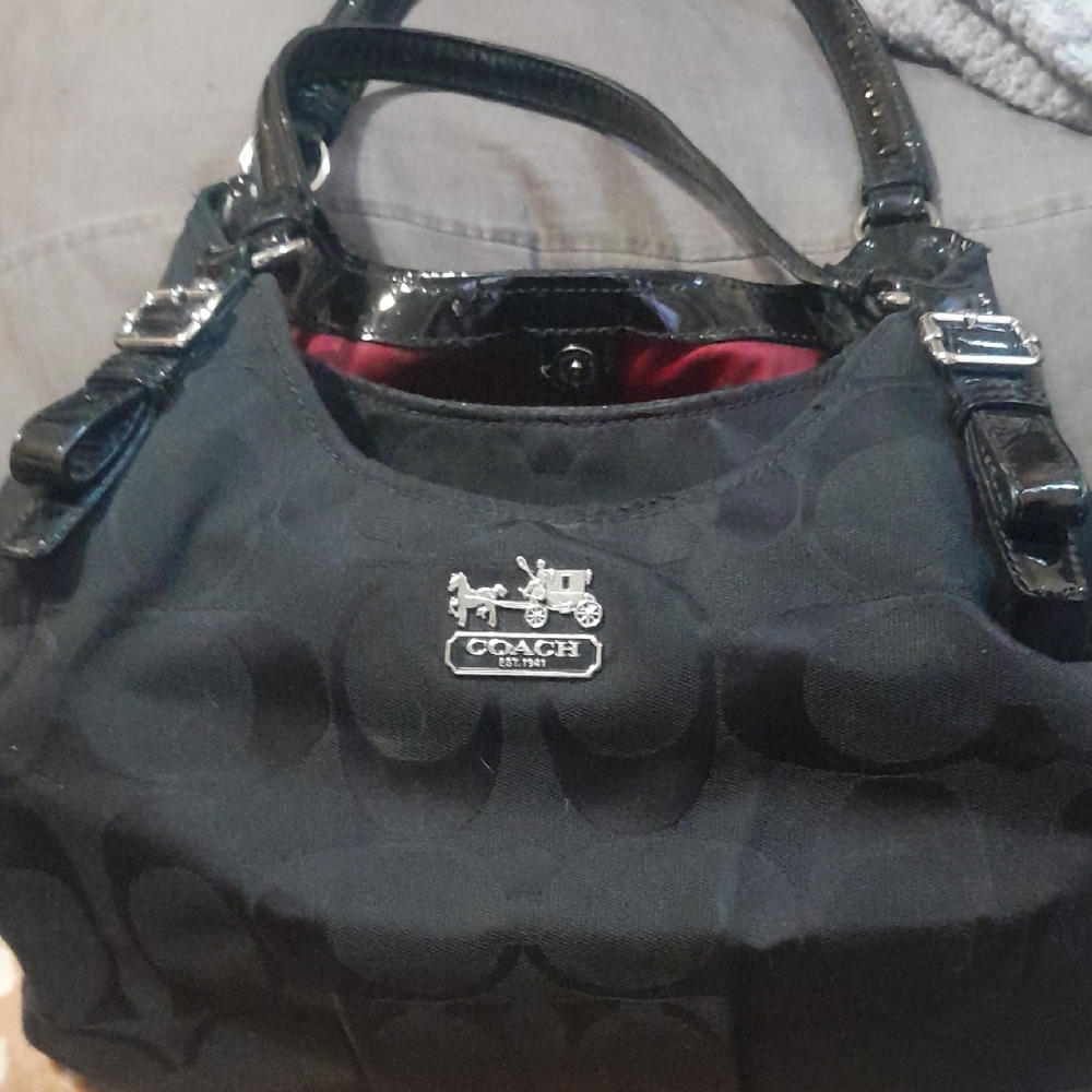 Coach Black and Silver Shoulder Bag